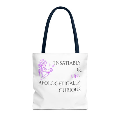 Tote Bag (White) | Insatiably Curious | Design for Book Lovers, Students, Teachers, Gifts, Everyday Use