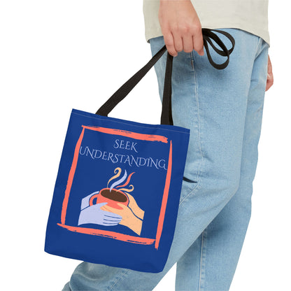 Tote Bag (Blue) | Understanding | Design for Book Lovers, Students, Teachers, Gifts, Everyday Use