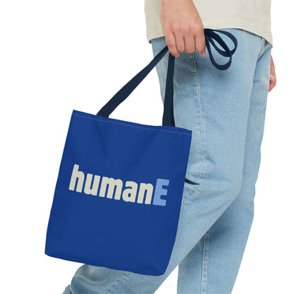Tote Bag (Blue) | humanE | Design for Book Lovers, Students, Teachers, Gifts, Everyday Use