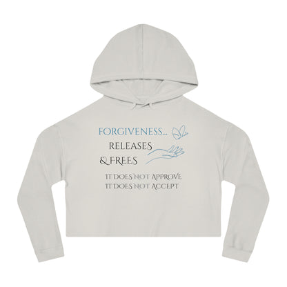 Women’s Cropped Hooded Sweatshirt | Forgiveness (Front print)