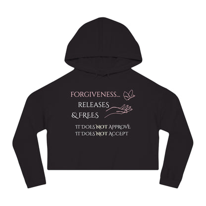 Women’s Cropped Hooded Sweatshirt | Forgiveness (Front print)