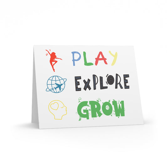 Artistic Greeting Cards Set | 8 Cards, Inspirational Text, Perfect for All Occasions, Handmade Card Set, Unique Stationery | Play Explore Grow