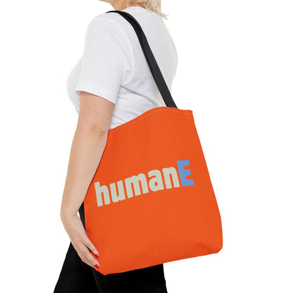 Tote Bag (Orange) | humanE | Design for Book Lovers, Students, Teachers, Gifts, Everyday Use