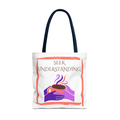Tote Bag (White) | Understanding | Design for Book Lovers, Students, Teachers, Gifts, Everyday Use