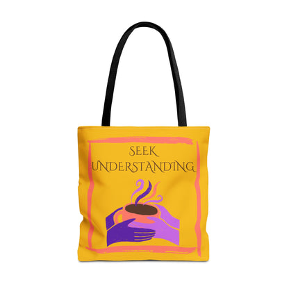 Tote Bag (Yellow) | Understanding | Design for Book Lovers, Students, Teachers, Gifts, Everyday Use