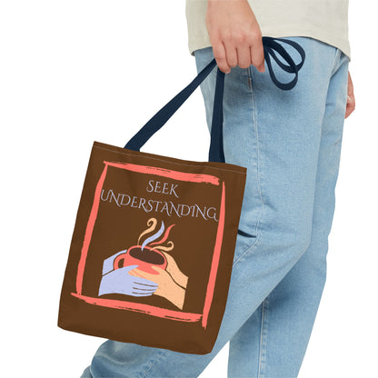Tote Bag (Brown) | Understanding | Design for Book Lovers, Students, Teachers, Gifts, Everyday Use