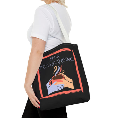 Tote Bag (Black) | Understanding | Design for Book Lovers, Students, Teachers, Gifts, Everyday Use