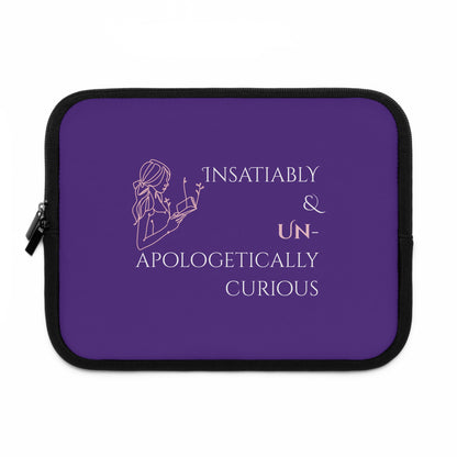 Laptop Sleeve (Purple) | Insatiably Curious | Stylish Tech Case, Gift for Students, Writers, Creatives, Unique Laptop Pouch