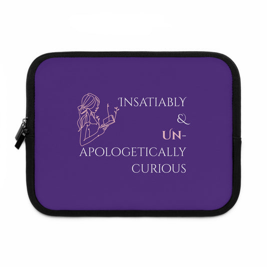 Laptop Sleeve (Purple) | Insatiably Curious | Stylish Tech Case, Gift for Students, Writers, Creatives, Unique Laptop Pouch