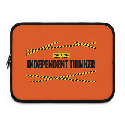 Laptop Sleeve (Orange) | Independent Thinker | Stylish Tech Case, Gift for Students, Writers, Creatives, Gender-Neutral Design, Unique Laptop Pouch