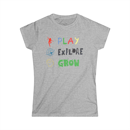 Women's Graphic T-Shirt | Play Explore Grow | Casual Everyday Wear