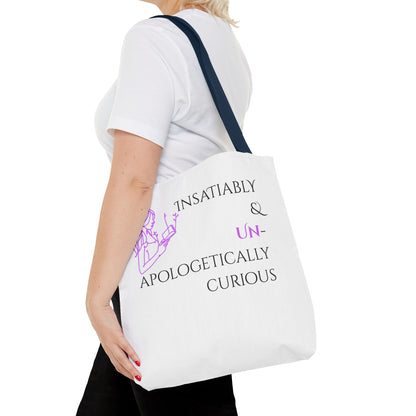 Tote Bag (White) | Insatiably Curious | Design for Book Lovers, Students, Teachers, Gifts, Everyday Use