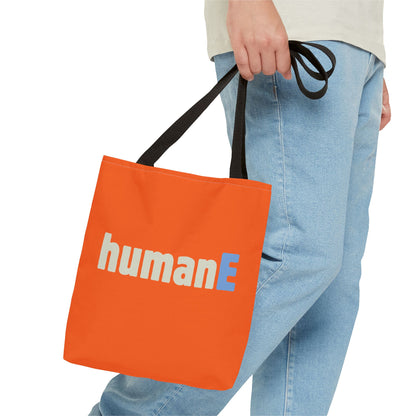 Tote Bag (Orange) | humanE | Design for Book Lovers, Students, Teachers, Gifts, Everyday Use