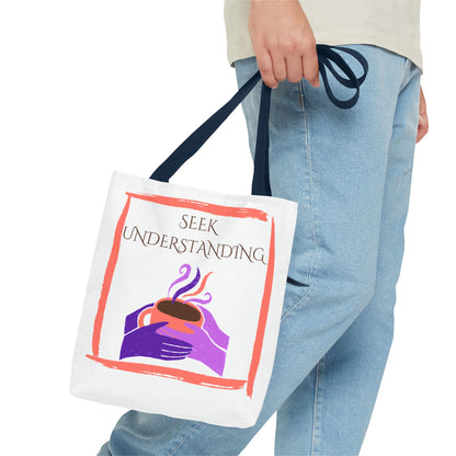 Tote Bag (White) | Understanding | Design for Book Lovers, Students, Teachers, Gifts, Everyday Use