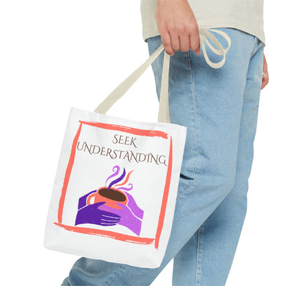 Tote Bag (White) | Understanding | Design for Book Lovers, Students, Teachers, Gifts, Everyday Use