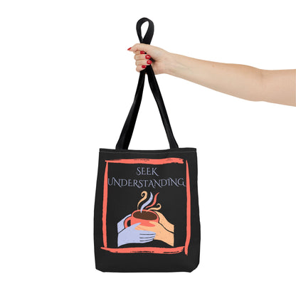 Tote Bag (Black) | Understanding | Design for Book Lovers, Students, Teachers, Gifts, Everyday Use