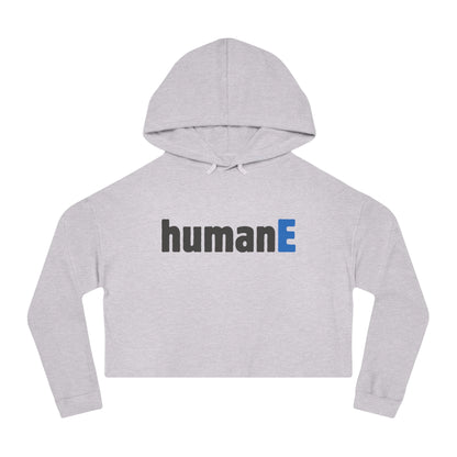 Women’s Cropped Hooded Sweatshirt | humanE (front print)