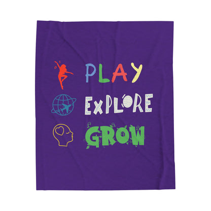 Velveteen Plush Blanket | Cozy Blanket, Inspirational Decor, Gift for Dreamers, Adventurous | Play Explore Grow