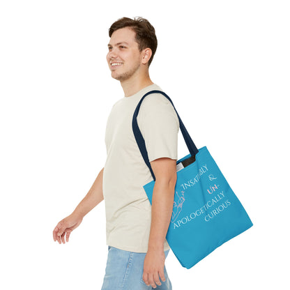 Tote Bag (Teal) | Insatiably Curious | Design for Book Lovers, Students, Teachers, Gifts, Everyday Use
