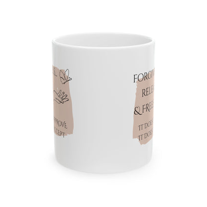 Ceramic Mug, 11oz, both sides, Tan | Forgiveness