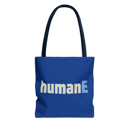 Tote Bag (Blue) | humanE | Design for Book Lovers, Students, Teachers, Gifts, Everyday Use