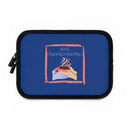 Laptop Sleeve (Blue) | Understanding | Stylish Tech Case, Gift for Students, Writers, Creatives, Gender-Neutral Design, Unique Laptop Pouch