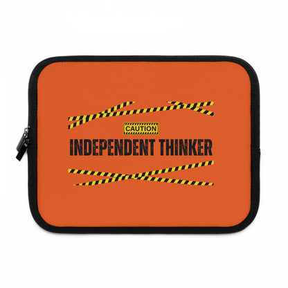 Laptop Sleeve (Orange) | Independent Thinker | Stylish Tech Case, Gift for Students, Writers, Creatives, Gender-Neutral Design, Unique Laptop Pouch