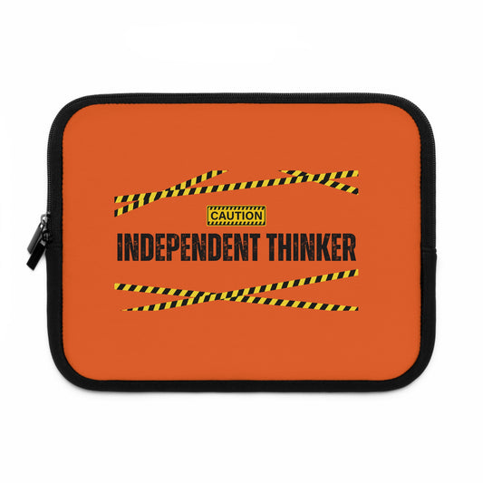 Laptop Sleeve (Orange) | Independent Thinker | Stylish Tech Case, Gift for Students, Writers, Creatives, Gender-Neutral Design, Unique Laptop Pouch
