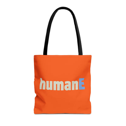 Tote Bag (Orange) | humanE | Design for Book Lovers, Students, Teachers, Gifts, Everyday Use