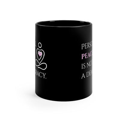 Black Coffee Mug, 11oz, both sides | Peace
