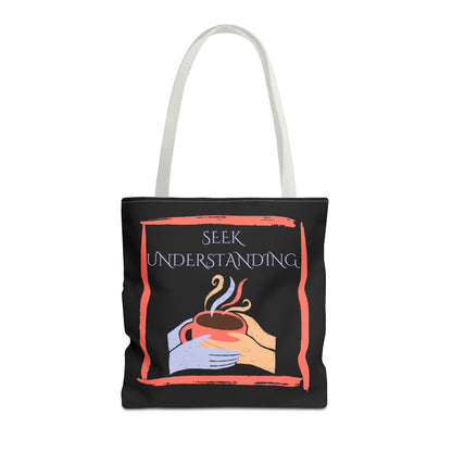 Tote Bag (Black) | Understanding | Design for Book Lovers, Students, Teachers, Gifts, Everyday Use