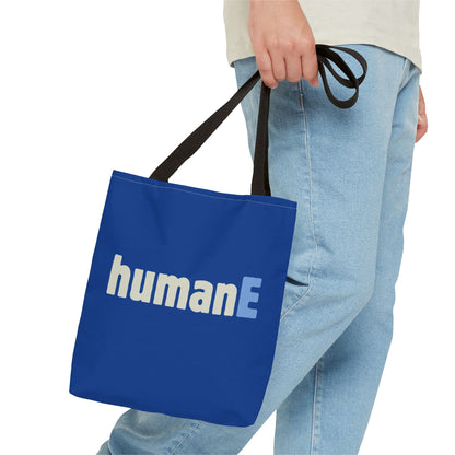 Tote Bag (Blue) | humanE | Design for Book Lovers, Students, Teachers, Gifts, Everyday Use