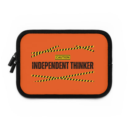 Laptop Sleeve (Orange) | Independent Thinker | Stylish Tech Case, Gift for Students, Writers, Creatives, Gender-Neutral Design, Unique Laptop Pouch