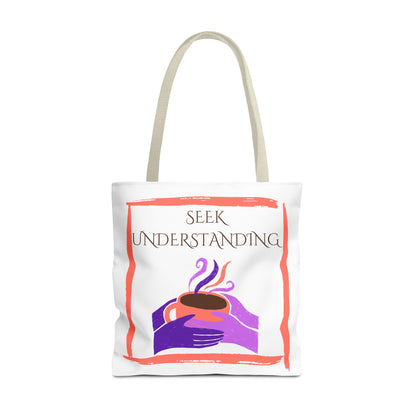 Tote Bag (White) | Understanding | Design for Book Lovers, Students, Teachers, Gifts, Everyday Use