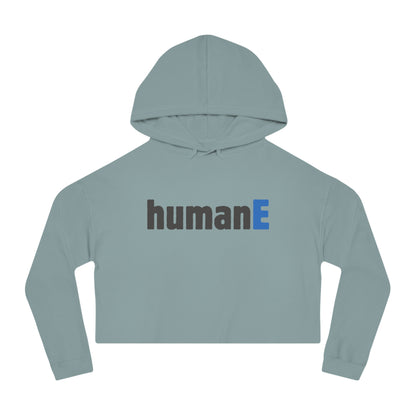 Women’s Cropped Hooded Sweatshirt | humanE (front print)