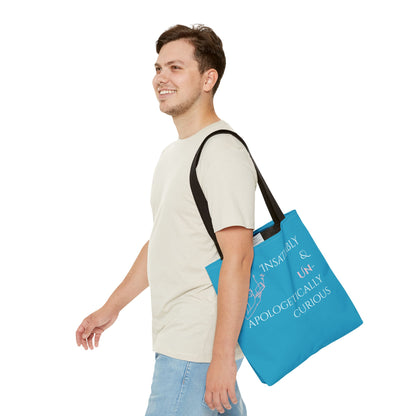 Tote Bag (Teal) | Insatiably Curious | Design for Book Lovers, Students, Teachers, Gifts, Everyday Use