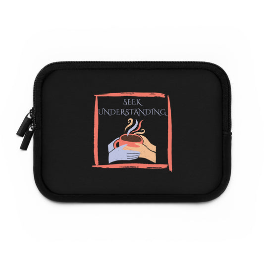 Laptop Sleeve (Black) | Understanding | Stylish Tech Case, Gift for Students, Writers, Creatives, Gender-Neutral Design, Unique Laptop Pouch
