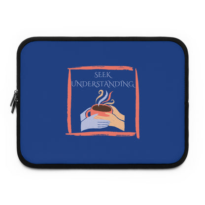 Laptop Sleeve (Blue) | Understanding | Stylish Tech Case, Gift for Students, Writers, Creatives, Gender-Neutral Design, Unique Laptop Pouch
