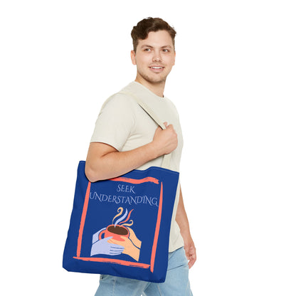 Tote Bag (Blue) | Understanding | Design for Book Lovers, Students, Teachers, Gifts, Everyday Use