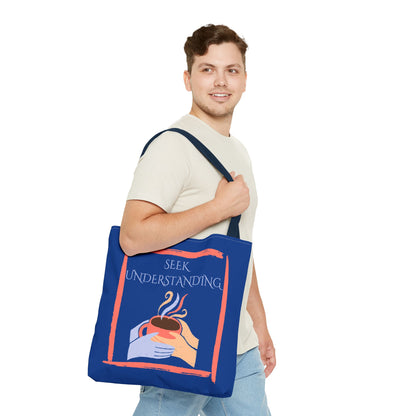 Tote Bag (Blue) | Understanding | Design for Book Lovers, Students, Teachers, Gifts, Everyday Use
