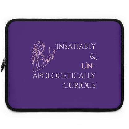 Laptop Sleeve (Purple) | Insatiably Curious | Stylish Tech Case, Gift for Students, Writers, Creatives, Unique Laptop Pouch
