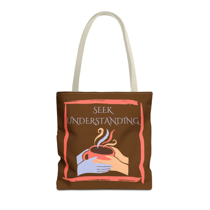 Tote Bag (Brown) | Understanding | Design for Book Lovers, Students, Teachers, Gifts, Everyday Use