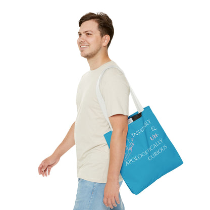 Tote Bag (Teal) | Insatiably Curious | Design for Book Lovers, Students, Teachers, Gifts, Everyday Use