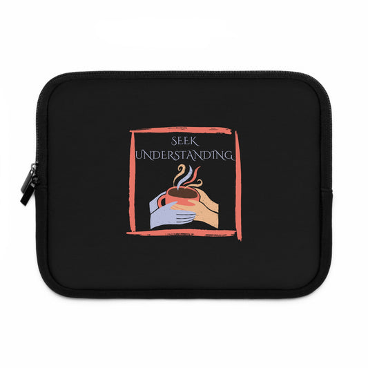Laptop Sleeve (Black) | Understanding | Stylish Tech Case, Gift for Students, Writers, Creatives, Gender-Neutral Design, Unique Laptop Pouch