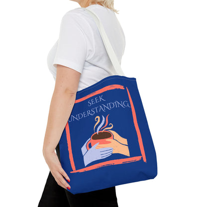 Tote Bag (Blue) | Understanding | Design for Book Lovers, Students, Teachers, Gifts, Everyday Use