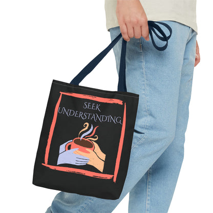 Tote Bag (Black) | Understanding | Design for Book Lovers, Students, Teachers, Gifts, Everyday Use