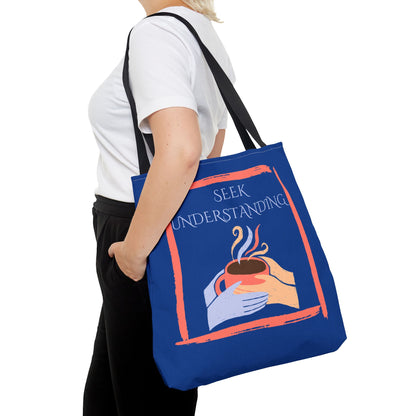 Tote Bag (Blue) | Understanding | Design for Book Lovers, Students, Teachers, Gifts, Everyday Use