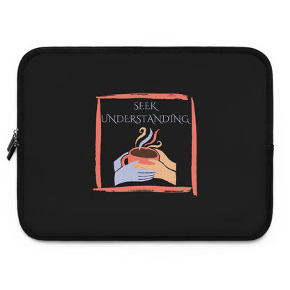 Laptop Sleeve (Black) | Understanding | Stylish Tech Case, Gift for Students, Writers, Creatives, Gender-Neutral Design, Unique Laptop Pouch