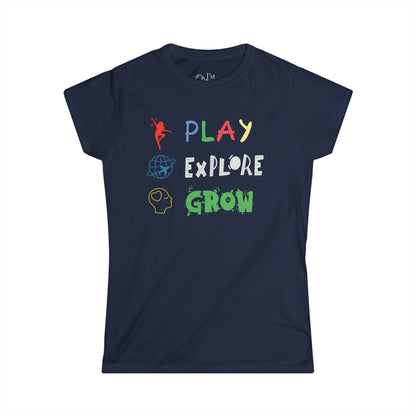 Women's Graphic T-Shirt | Play Explore Grow | Casual Everyday Wear