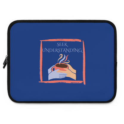 Laptop Sleeve (Blue) | Understanding | Stylish Tech Case, Gift for Students, Writers, Creatives, Gender-Neutral Design, Unique Laptop Pouch